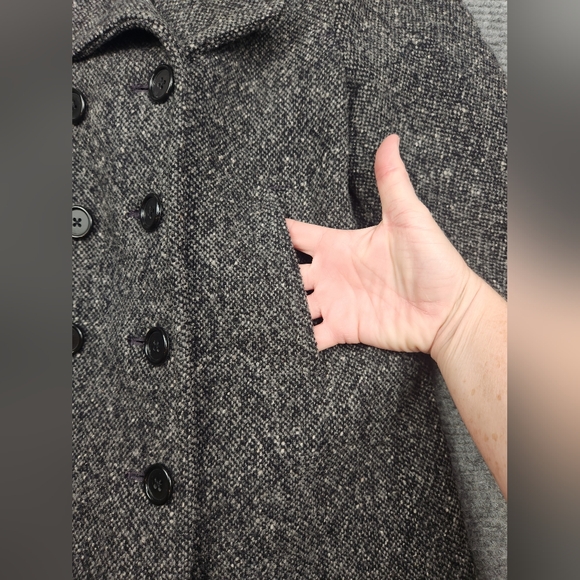 J CREW Women's PEACOAT Gray Black FLECKED Wool Blend Heavy Size Small Petite - Picture 3 of 14